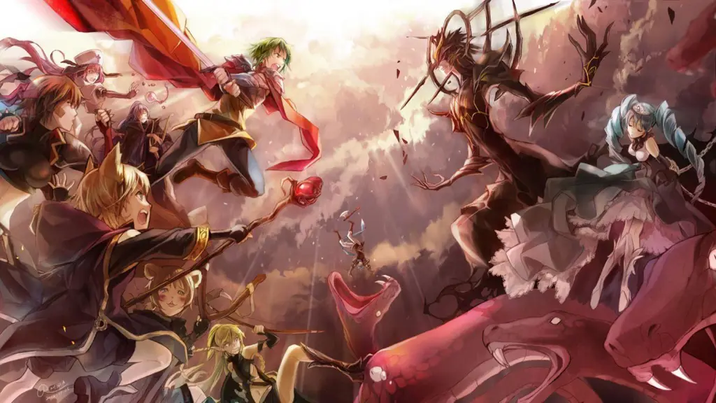 Pertarungan Epik Anime Fantasi Adegan pertarungan epik dalam anime fantasi