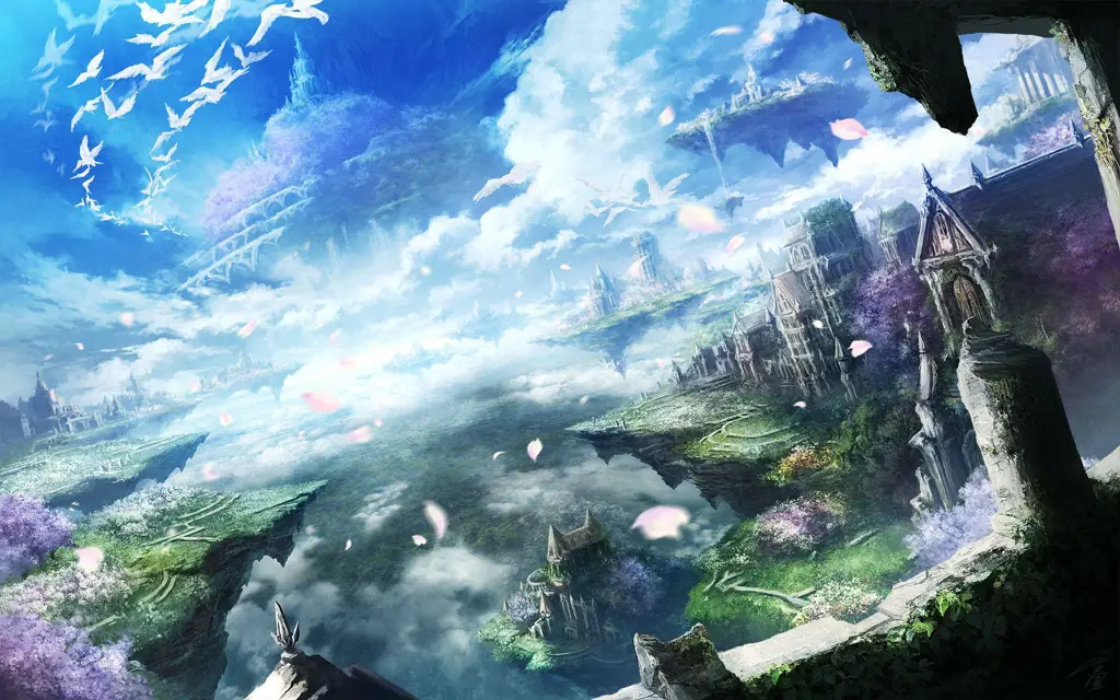Dunia Fantasi yang Menawan Pemandangan alam fantasi di anime