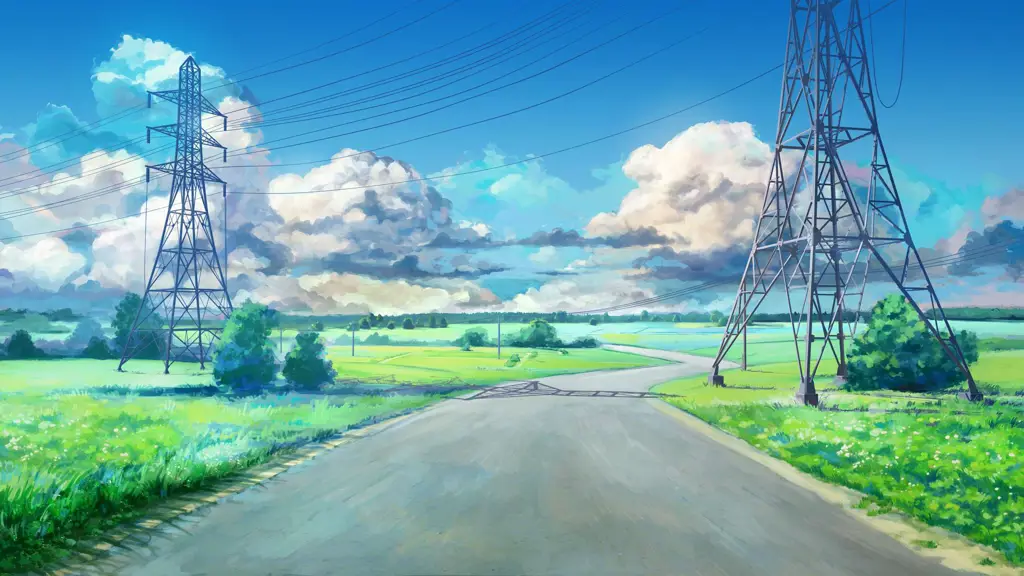 Suasana menenangkan yang ditawarkan anime slice of life. Gambar adegan anime yang menenangkan dengan warna-warna pastel.