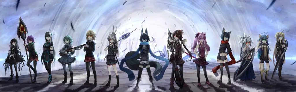 Para Gadis Cantik di Dunia Fantasi Sejumlah gadis cantik dalam setting fantasi, menggambarkan harem dalam anime isekai.