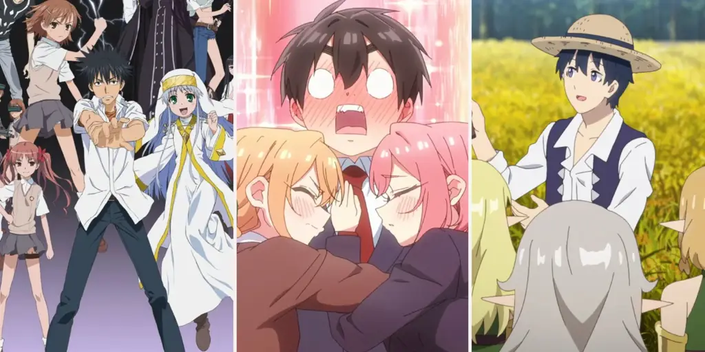 Interaksi manis antara karakter utama dan para wanita harem Adegan romantis dalam anime harem isekai