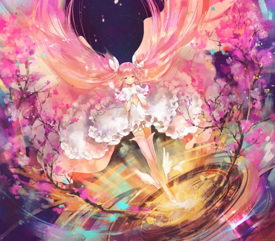 Sihir yang Memukau Gambar gadis anime dengan kekuatan sihir