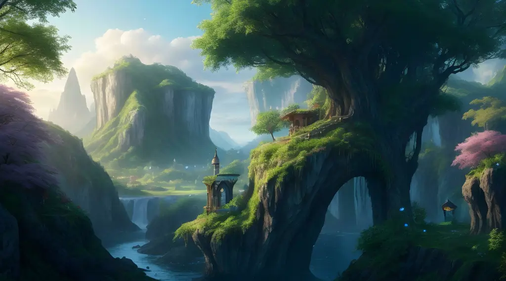 Dunia fantasi yang memukau dalam anime Isekai Pemandangan dunia fantasi yang indah