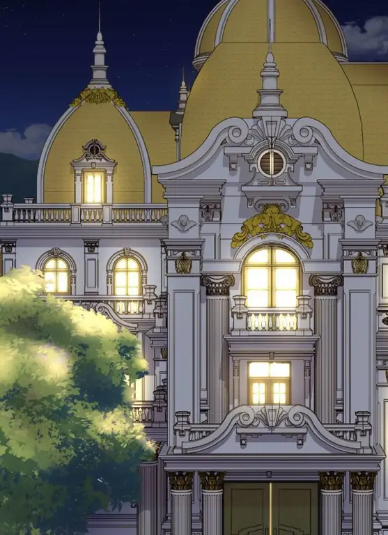Keindahan Visual Anime Romantis Kerajaan Pemandangan indah istana dalam anime romantis kerajaan.