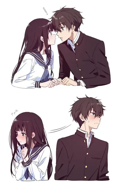Pasangan Anime Sekolah yang Menggemaskan Gambar pasangan anime sekolah yang lucu dan menggemaskan
