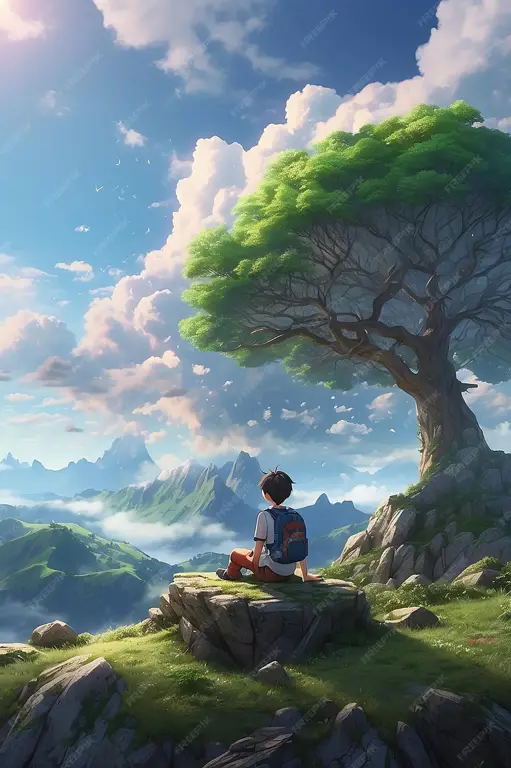 Momen kebersamaan pasangan anime Pasangan anime bahagia menyaksikan matahari terbenam