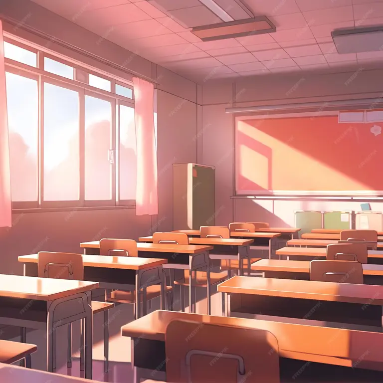 Kehidupan Sekolah yang Penuh Ketawa Gambar adegan kelas di anime