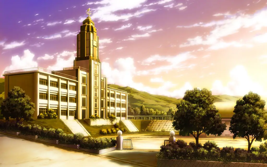 Suasana Sekolah dalam Anime Gambar pemandangan anime dengan latar sekolah